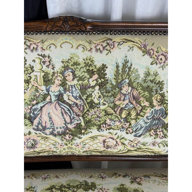 Vintage French Louis XV Style Upholstered Romantic Settee / Loveseat Settee For Sale - Image 14 of 18