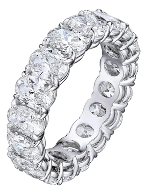 6.04 Carat Oval Diamond Wedding Eternity Band, Size 5