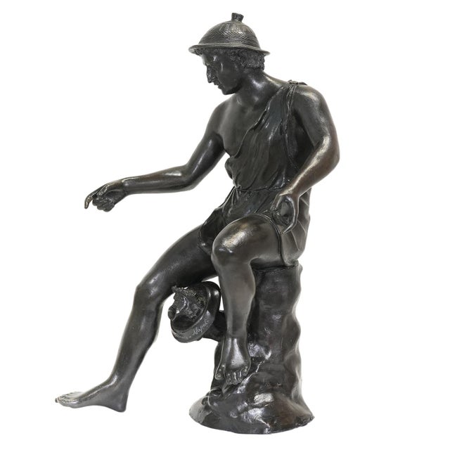 Grand Tour Late 19th Century Classical Roman Fisherman Bronze Sculpture For Sale - Image 3 of 8
