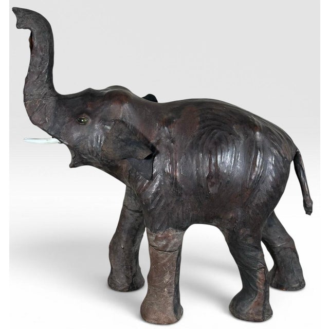 Vintage Mid-Century Leather-Wrapped Elephant Floor Sculpture For Sale - Image 4 of 15