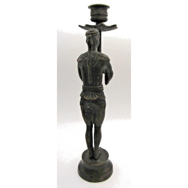 Pair of Vintage Cast Bronze Siamese Soldier Candle Holders For Sale In Miami - Image 6 of 10