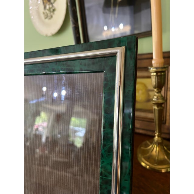 2000 - 2009 Contemporary Faux Malachite Table Top Picture Frame Made in Italy For Sale - Image 5 of 10