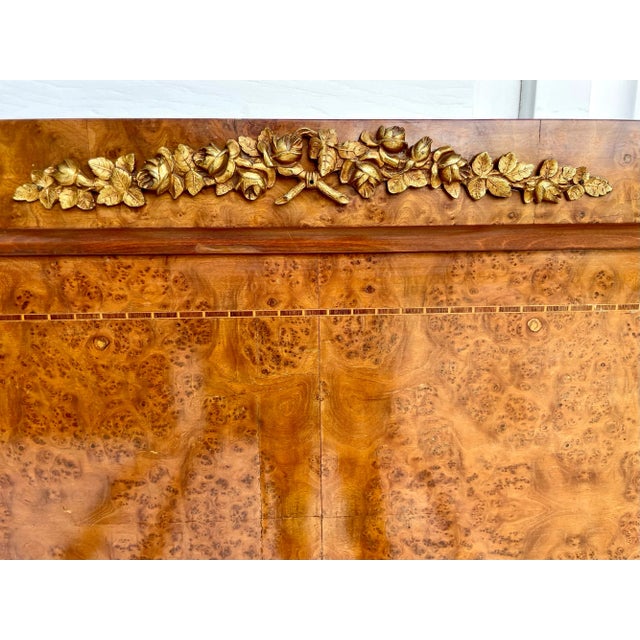 Art Deco Pair of French Burl-Wood XL Twin Bedframes With Inlay and Bronze Details For Sale - Image 3 of 11