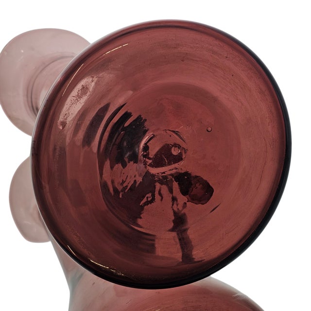 Amethyst 1950s Wayne Husted for Blenko Model 579 Amethyst Hand Blown Pitcher Vase 16.5" For Sale - Image 8 of 8