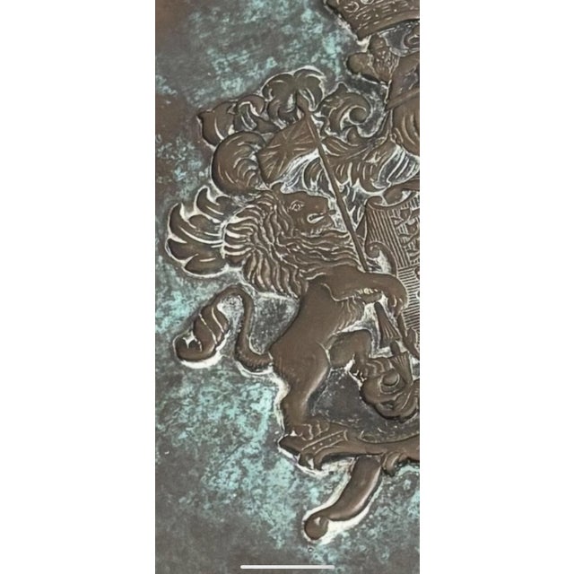 Gothic Antique Bronze Canadian Heraldry Crested Plate For Sale - Image 3 of 12