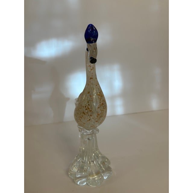 I have here a vintage Murano biomorphic swan hand blown glass sculpture with adventurine flecks, cobalt blue accents and...