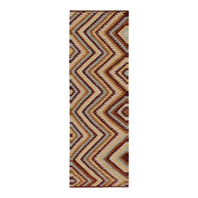2010s Rug & Kilim’s Tribal Style Kilim in Red, Blue and Beige-Brown Geometric Patterns For Sale