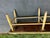 Wood Vintage Early American Primitive Style Yellow Painted Deacon's Bench For Sale - Image 7 of 18
