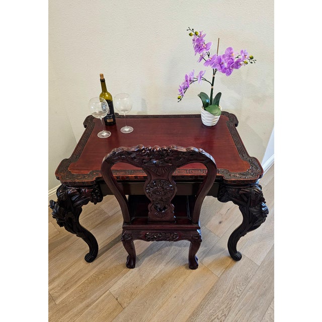 Japanese Meiji Period Carved HungMa Rosewood Antique Dragon Chair For Sale - Image 12 of 12