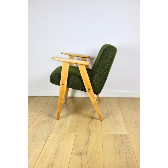 1970s Vintage 366 Armchair in Olive Green Boucle from Józef Chierowski, 1970s For Sale - Image 5 of 13