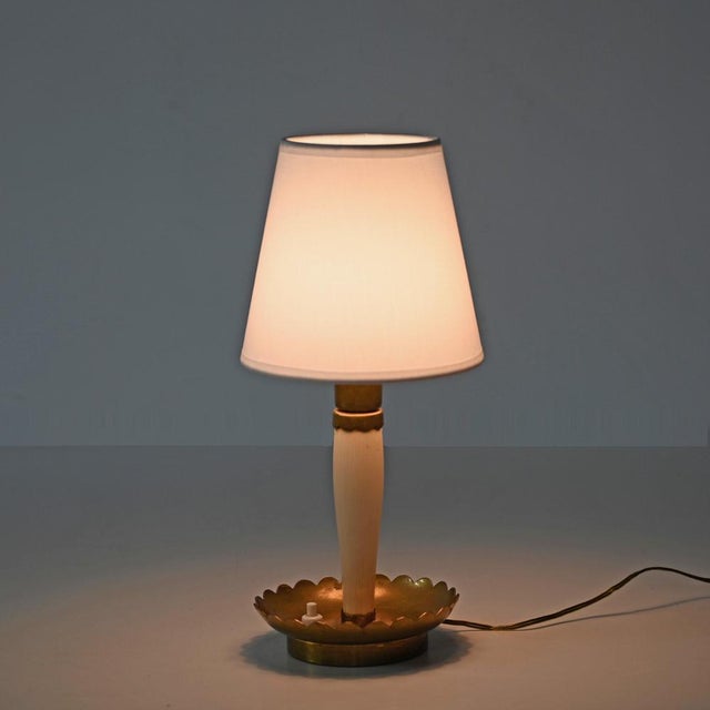 Table Lamps in Brass and Ivory Wood by Guglielmo Ulrich, Italy, 1940s, Set of 2 For Sale - Image 3 of 15