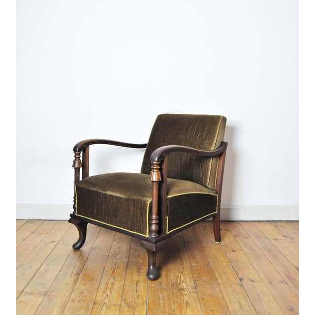 Danish Art Deco Green Velvet Lounge Chair, 1930s For Sale - Image 17 of 17