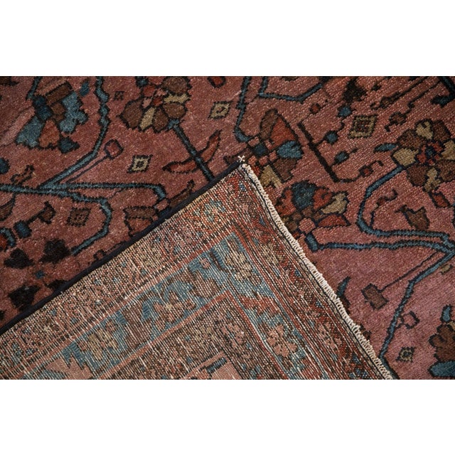 Raspberry Red 1920s Antique Persian Lilihan Floral Multicolor Wool Rug For Sale - Image 8 of 11