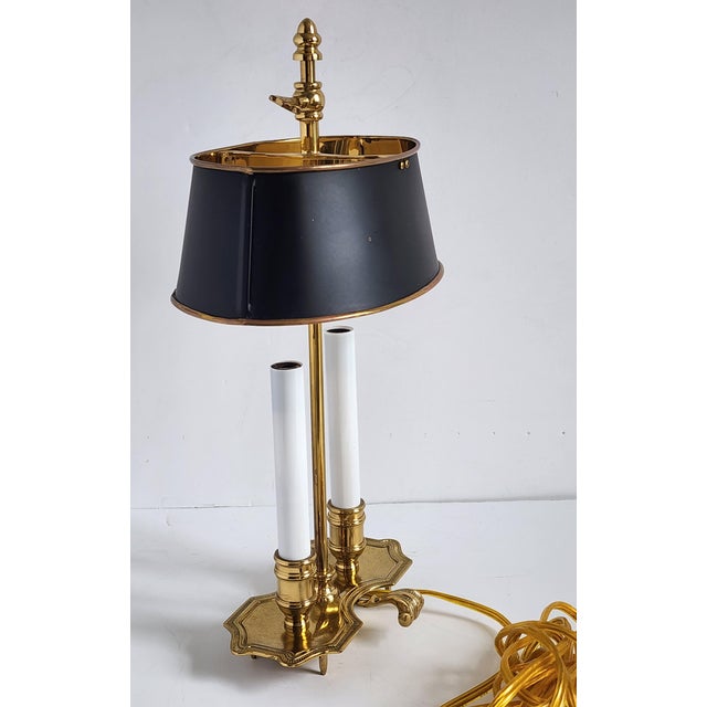 Vintage French Bouillote Brass & Tole Table Lamp For Sale In New York - Image 6 of 16
