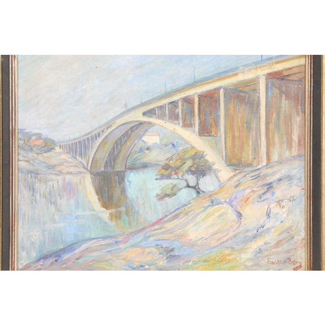 Swedish Painting of Bridge Over Water, 1950 For Sale - Image 4 of 12
