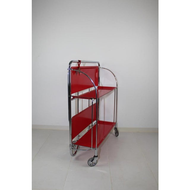 Mid-Century Dinette Foldable Serving Trolley from Bremshey Solingen, 1960s For Sale - Image 6 of 8