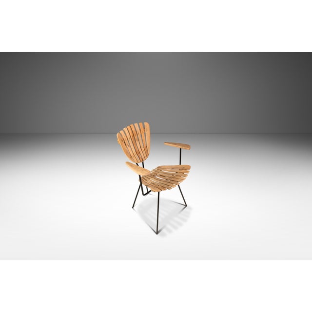 Mid-Century Modern Set of 4 Restored Mid-Century Modern Wrought Iron & Birch Chairs Attributed to Arthur Umanoff, Usa, Circa 1960s For Sale - Image 3 of 18