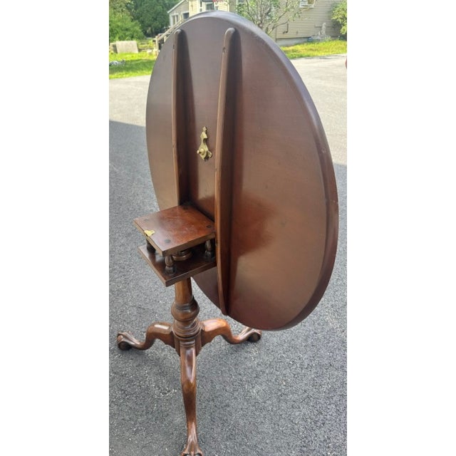 Typical high quality copy of a genuine 18th century antique tilt top table made by Kittinger probably in the 1970's. Model...