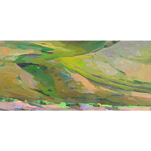 1970s Rural Landscape Antique Painting Original Soviet Art Ukrainian Artist Osenniy m.s. 57,5-120 1970e For Sale - Image 5 of 6