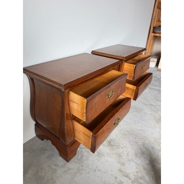 Pair of Ray O’Donnell Interiors Two-Drawer Nightstands – Solid Wood Bombe For Sale - Image 4 of 18