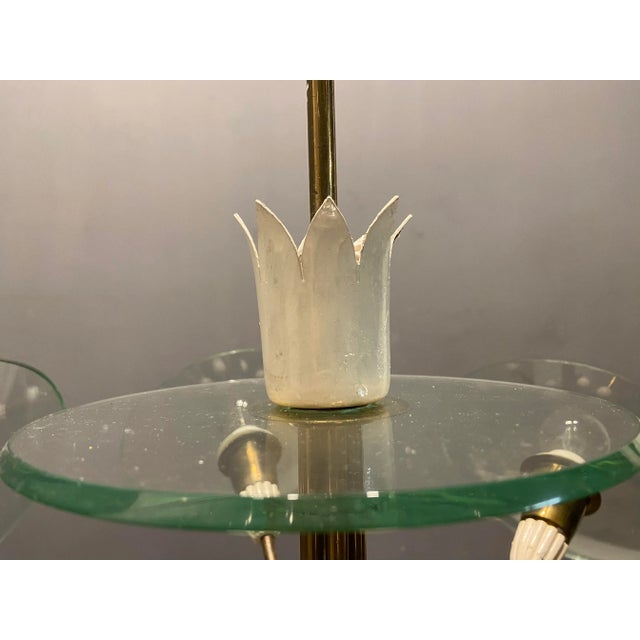 Fontana Arte Brass Glass Chandelier by Pietro Chiesa for Fontana Arte, 1940s For Sale - Image 4 of 10