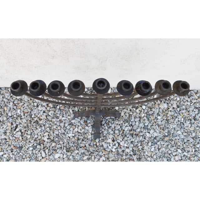 Vintage 1980s Candelabra 9 Cups Custom Made Wrought Iron 24'' Height X 24'' Width X 14'' Base For Sale - Image 9 of 10