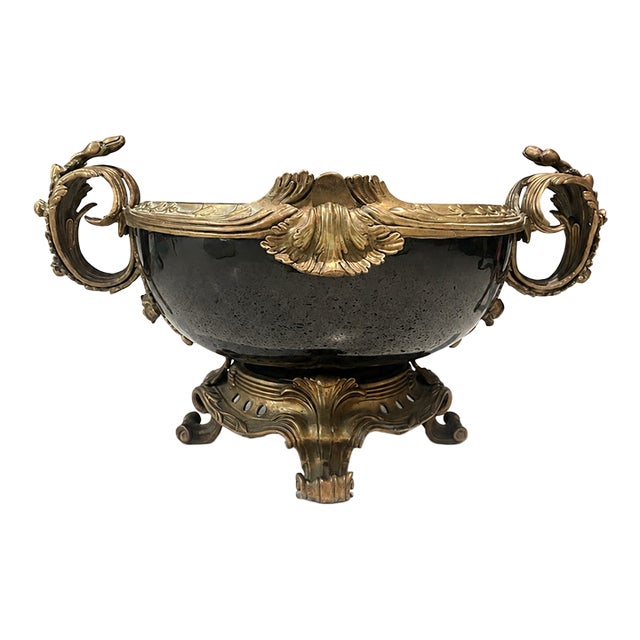 Vintage Rococo Bronze-Patinated Jardinière / Centerpiece For Sale