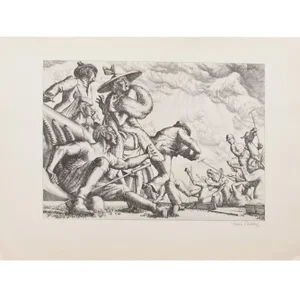 1939 After Paul Cadmus "Polo Spill", First Edition Period Offset Lithograph
