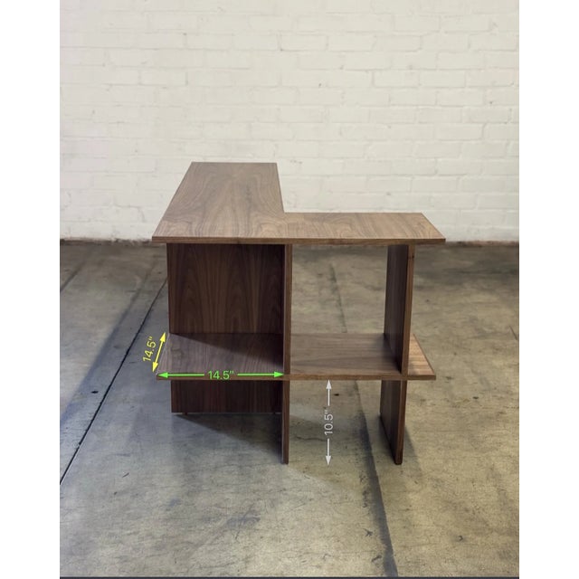 W60 D32 D15 H28 SHELF H15.25 Made in walnut with solid and veneer wood elements Handcrafted in house and customizable....