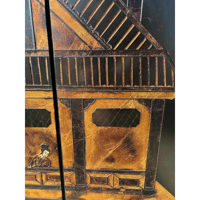 Paint Mid-Century Chinese Export Handpainted Coromandel Folding Screen For Sale - Image 7 of 12
