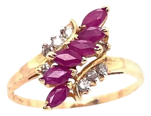 14 Karat Yellow Gold Contemporary Ruby Ring With Diamond Accents