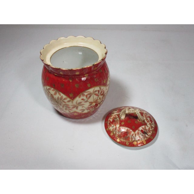 Vintage Hand Painted Porcelain Covered Jar. For Sale - Image 6 of 9