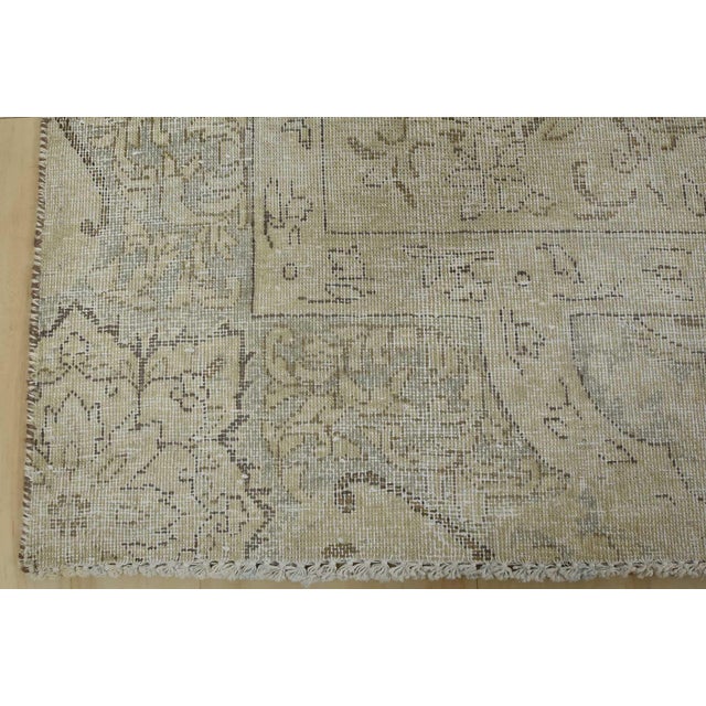 Tabriz Rug 7’5” X 10’8” Beige Wool Vintage Distressed Hand-Knotted Carpet For Sale - Image 12 of 15