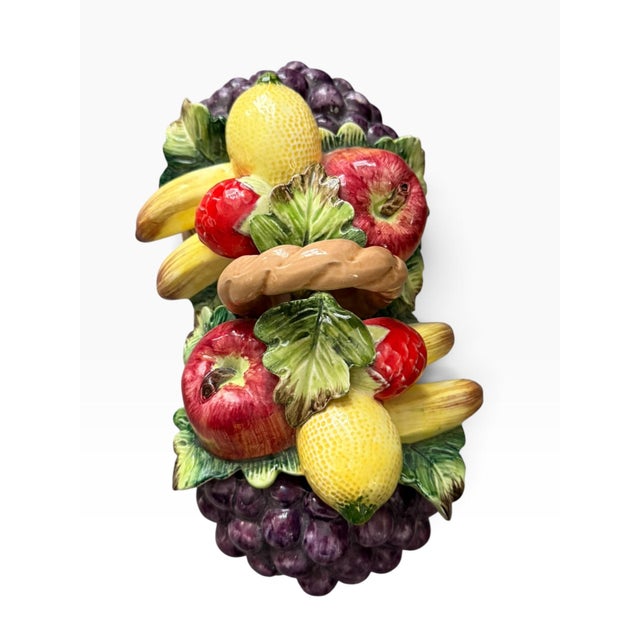 Mid-Century Modern Vintage Arnart Sorrento Fruit Basket Centerpiece, Hand-Painted Ceramic, Japan For Sale - Image 3 of 4