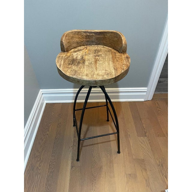 Restoration Hardware Restoration Hardware Bar Stools From Resourced Wood For Sale - Image 4 of 5