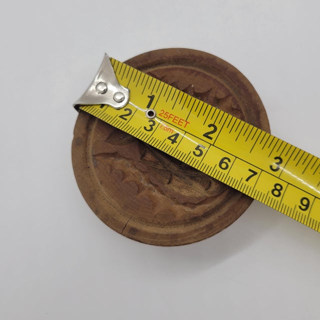 Antique Hand Carved Wooden Butter Mold Stamp Pineapple Motif Primitive Tool For Sale - Image 4 of 5