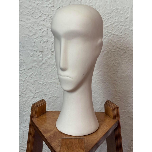 Figurative Early 2000s Modern White Plaster Figural Head Sculpture For Sale - Image 3 of 7