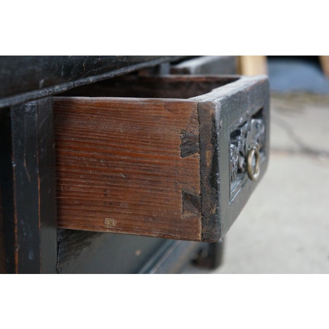 Antique Chinese Lacquered Kang Coffee Altar Table Console Bench Seat 36" For Sale - Image 15 of 18