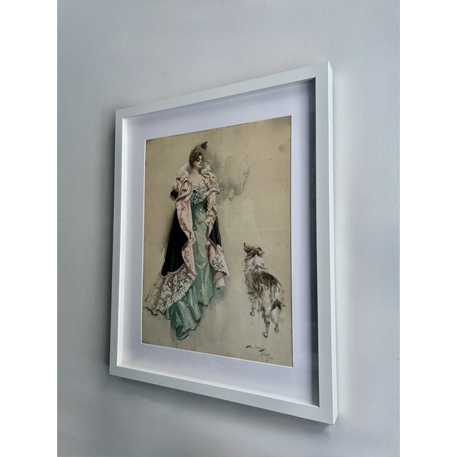 Victorian Framed Harrison Fisher "Final Instructions" Lithograph, 1902 Reproduction For Sale - Image 3 of 17