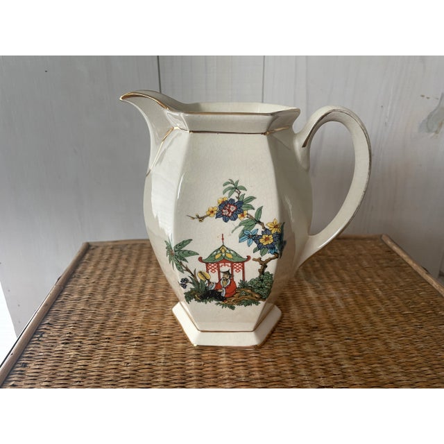 Mid 20th Century Chinoiserie Pitcher With Pagoda Design For Sale - Image 13 of 13