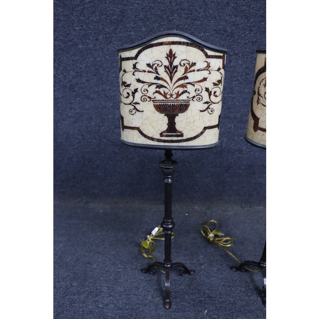 Mexican Pair of Brass & Bronze Finish Table Lamps With Coconut Shell Shades For Sale - Image 3 of 12