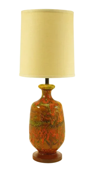 Lava Red Drip Glaze Hand Thrown Ceramic Body Table Lamp