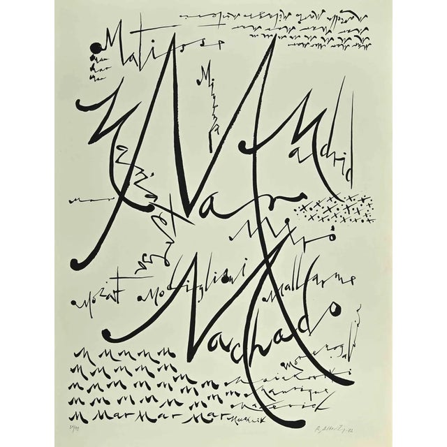 Rafael Alberti, Letter M, Lithograph, 1972 For Sale