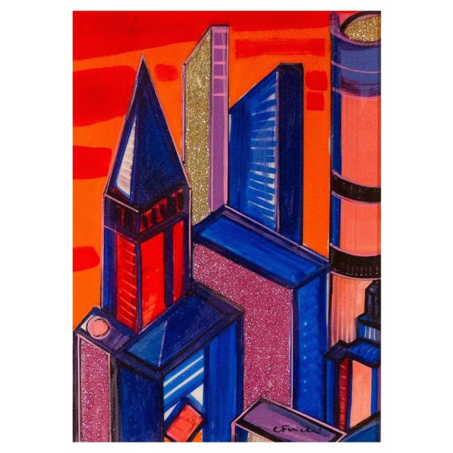 Carlo Massimo Franchi, Milan Flies High, Mixed Media on Acrylic Glass For Sale