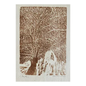 1970s Martha Wood Rhythm Linocut