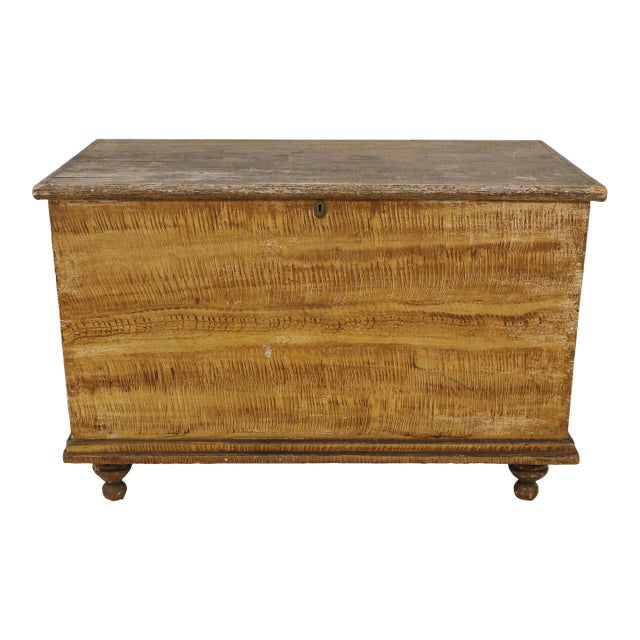 Antique American Paint Decorated Blanket Chest For Sale