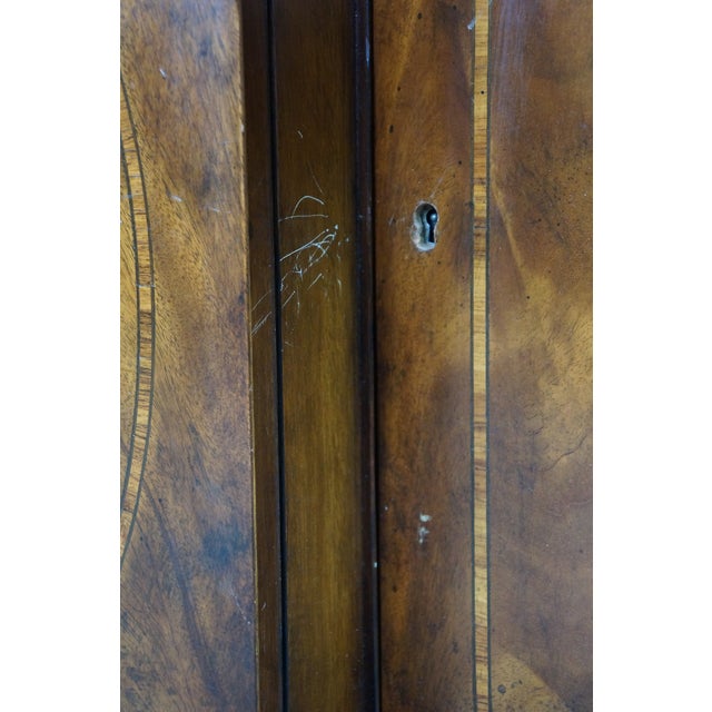 Mid Century Baker Georgian Mahogany Breakfront Bookcase Cabinet Bubble Glass, Attributed For Sale - Image 13 of 18