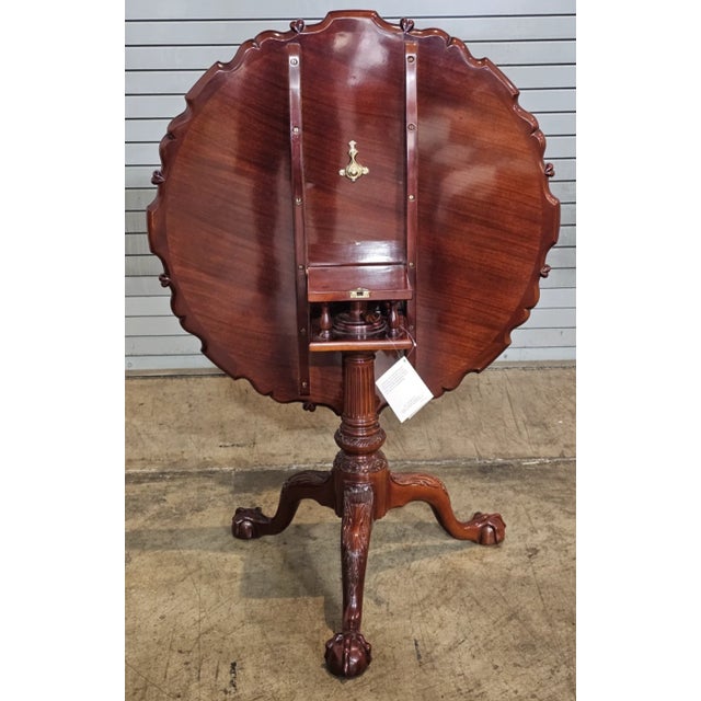 Brown Kindel Winterthur Collection Philadelphia Carved Mahogany Tilt Top Pie Table For Sale - Image 8 of 13
