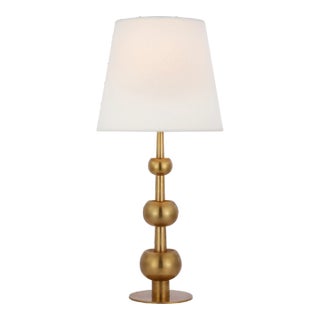 Paloma Contreras for Visual Comfort Signature Comtesse Medium Triple Table Lamp in Hand-Rubbed Antique Brass with Linen Shade For Sale