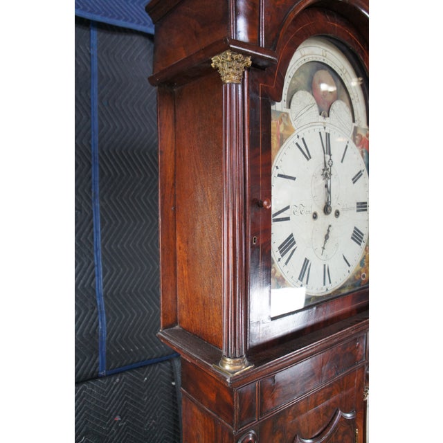 Monumental Antique 18th Century English Georgian Manchester Grandfather Clock For Sale - Image 9 of 18